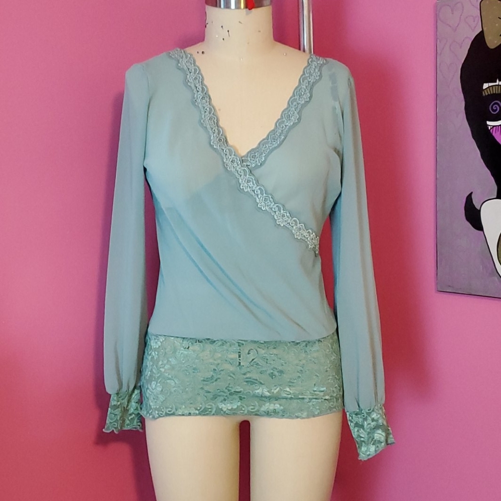 Sheer lace blouse gorgeous color